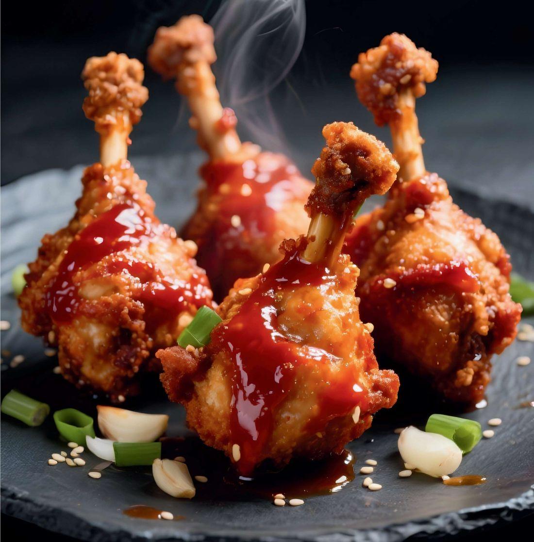 Glazed chicken lollipops
